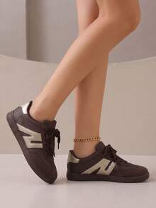 TCVC Sepatu Olahraga Kasual Harian Wanita dengan Desain Blok Warna, Sepatu Sneaker Olahraga yang Serbaguna dan Nyaman - kopi - View 3