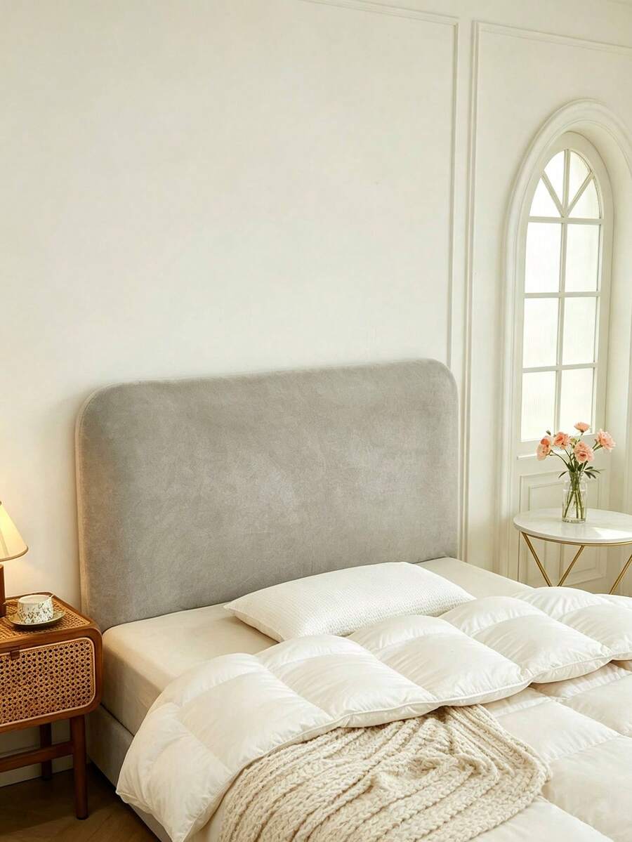 1PC Ultra Soft (300GSM) Bed Head Cover, High Elasticity Protection Against Pet Dirt And Scratching, Easy Installation, Machine Washable, All Season, Suitable For Various Occasions And Holiday Decor - Light Grey - View 1