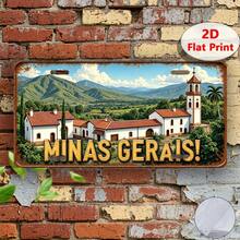 1pc, 2D Flat Printed Vintage Sign, Decorative Plaque And Ornament, Minas Gerais Architecture, Brazil Souvenir, Halloween Decoration Gift, Garage Wall Decor, Home Wall Decor (Random Style) - A - View 1