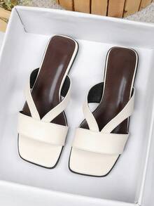 Women's Flat Sandals Spring Summer New Versatile Soft Sole Beach Slides Fashion Roman Sandals - White - View 3