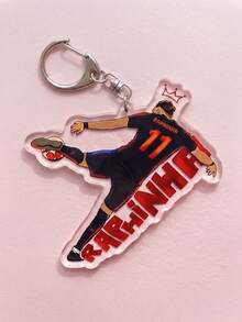 1Pc/4Pcs Raphinha Themed Acrylic Keychains, Featuring Jersey Back, Celebration Pose, Shooting Silhouette And Colorful Pop Art Portrait Design, Fashionable Bag Charm, Suitable For Back To School, Gift For Football Fans, Exquisite Collection, All Seasons - Multicolor - View 8