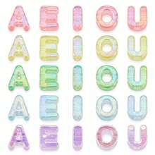 52pcs Acrylic 3D Transparent Colorful Large Hole Jelly Creative Letter Beads, Suitable For Handmade DIY Materials, Jewelry Making Materials, Keychains And Party Decorations, Cute Style, Ideal Accessories For Creative Handmade Crafts - Upgraded Version (UV Process) - View 14