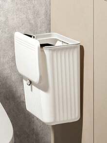 1pc White Hanging Kitchen Trash Can, Cabinet Door Trash Can, Space-Saving Wall-Mounted Trash Can, Suitable For Kitchen And Bathroom, Kitchen Trash Can, Kitchen Accessories, Bedroom Trash Can, Bathroom Trash Can, Trash Can, Storage Box - Multicolor - View 1