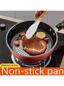 1pc 24cm Non-Stick Frying Pan With Lid, Suitable For Frying And Sautéing, Compatible With Induction Cooktop And Gas Stove, Saucepan, Cooking Pot, Stockpot, Frying Pan, Cooking Pan, Cookware Set, Healthy Pot And Flat Bottom Pot Set, Kitchen Cooking Set, With Cool-Touch Handle, Ceramic Non-Stick Stew Pot With Lid, Granite Coating - View 6