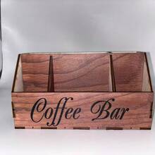Wooden Coffee Bar Organizer Rack Multi-Compartment Coffee Station Storage Box For Capsules, Paper Cups, Sugar Packets, Straws, Countertop Coffee Corner Decor - Multicolor - View 6