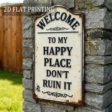 2D復古「Welcome To My Happy Place」木製裝飾牌，適用於庭院牆面、圍欄、車庫、室內牆面裝飾，絕佳禮物，無需用電 - TM33 - 查看 9