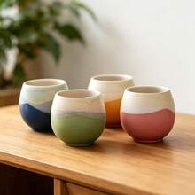 4pcs Ceramic Tea Cup Set - Japanese Pottery Coffee Cups With Gift Box, Modern Wabi-Sabi Style Art Cups, Suitable For Tea, Coffee, Latte, Cappuccino - Elegant Gift For Birthday, Wedding, Housewarming (Multi-Color) - Multicolor - View 6