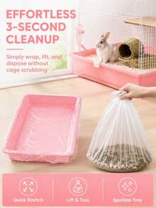 50pcs Disposable Plastic Rabbit Cage Liner Film, Clear Waterproof Litter Pan Cover Mat For Guinea Pigs, Bunny, Hamsters, Chinchillas, Leakproof Waste Bag For Quick Cage Cleaning, Small Animal Toilet Box Film & Indoor Pet Care Supplies - White - View 3