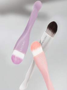 2pcs Dual-Ended Tongue-Shaped 2-In-1 Face Mask Brush, Soft Bristles Non-Absorbent, Mud Mask Foundation Liquid Multi-Function Makeup Brush, Multi-Purpose Brush - Multicolor - View 6