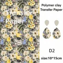 Floral Pattern Polymer Clay Earrings Water Transfer Paper, Soft Clay Jewelry Handmade Transfer Stickers, Handmade Shaping Decorative Craft Materials, Vintage Rose And Bird Pattern, DIY Pendant Jewelry Creation, Handmade Ceramic Decoration Consumables, No Battery Required, Simple And Convenient To Use. - Floral Pattern - View 22