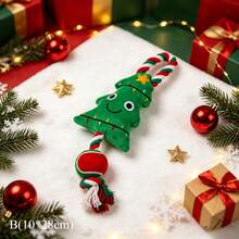 Christmas 4 Styles Pet Toy Set, 12cm/32cm/10*28cm/10*26cm,Sloth Santa, Bauble, Christmas Tree, 3-Color Bell Rope, Plush Squeaky Durable Dog Holiday Toy - Multicolor - View 3