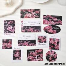 30 Sheets/Pack Floral Paper Stickers, Junk Journal Aesthetics Stickers DIY Scrapbooking Material Decor Photo Album Embelishment Stickers Christmas Decor - Stickers - View 10