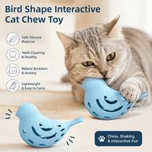 1Pc Bird Shaped Silicone Cat Treat Dispenser Toy, Interactive Slow Feeder Puzzle Toy, Bite Resistant Molar Chew Toy For Indoor Kitten Pet Entertainment - View 1