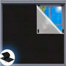 100% Blackout Fabric Self-Adhesive Sunshade Curtain, Balcony UV Protection Blackout Blind, Freely Cuttable To Fit Various Window Shapes, Customizable Size, Suitable For Multiple Scenarios, No Drilling Required, Portable - Black 1pc - View 5