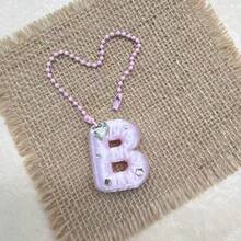 You Can Make Your Own White Diamond Letter Car Rearview Mirror Hanger. It Features A Silver Bead Chain Design, With An Elegant Shiny Cream Texture. It Can Be Easily Hung On The Car's Rearview Mirror And Is A Charming Interior Decoration For Your Car. - Letter Pendant - View 59