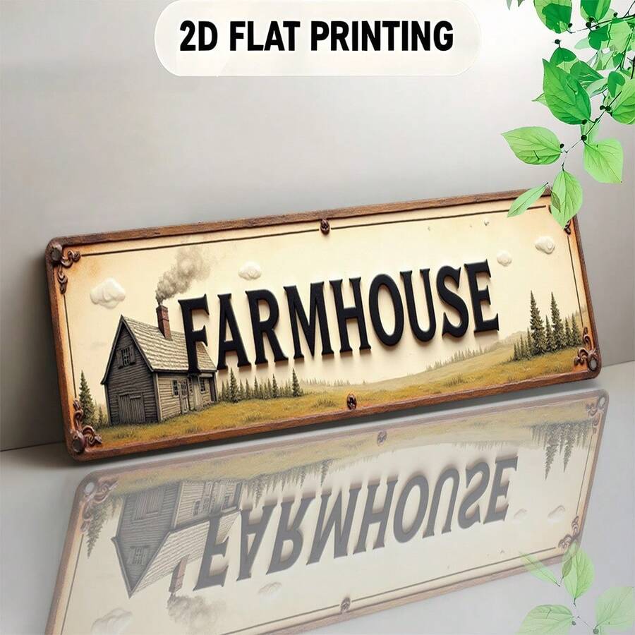 2D Flat Sign, European Style Fashion Decor With "Farmhouse" Text, Suitable For Bar, Living Room, Restaurant, Hotel, And Holiday Scenes Like Halloween, Christmas, Perfect For Home Decor (Random Style) - A - View 1
