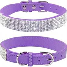 Dog Collar For Small Dogs, Lightweight Adjustable Microfiber Leather Suede Bling Dog Collars,Pink Dog Collar Cat Collar, Rhinestone Dog Collar. - Multicolor - View 9