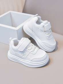 1 Pair Baby Soft Sole White Sneakers, Suitable For All Seasons - White - View 2