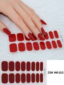 Gel Nail Strips, Nail Gel Stickers Work With Any UV Lights, Long-Lasting Nail Wraps, Stick On Nails For Women Easy To Apply & Remove - Red - View 7