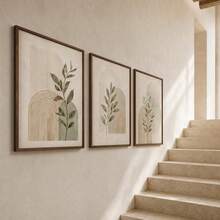 1pc/3pcs Sage Green Botanical Wall Art, Neutral Japandi Arch Prints, Minimal Abstract Botanical Wall Art Poster, Scandinavian Line Geometry Art Prints, Sage Green Modern Neutral Wall Decor, Framed/Frameless - Abstract - View 5