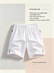 2Pcs Men's Casual Loose Quick-Drying Workout Shorts, Lightweight Fabric,With Reflective Strip Design, Pocket, Zipper And Drawstring At The Waist - Multicolor - View 4