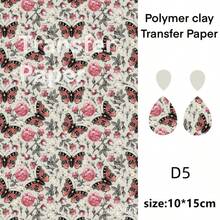 Floral Pattern Polymer Clay Earrings Water Transfer Paper, Soft Clay Jewelry Handmade Transfer Stickers, Handmade Shaping Decorative Craft Materials, Vintage Rose And Bird Pattern, DIY Pendant Jewelry Creation, Handmade Ceramic Decoration Consumables, No Battery Required, Simple And Convenient To Use. - Floral Pattern - View 11
