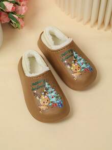 Kids Closed Toe Mule Slippers With Slip On Design - Brown - View 7