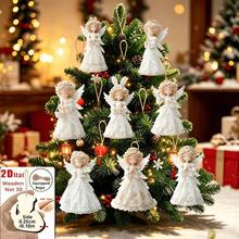 16pcs Lace Angel Hanging Ornaments Set, Artificial Wooden Hanging Decor For Christmas Tree And Home, New Cute Wooden Lace Little Angel Flat Hanging Decorations, Holiday Gift Decor (Random Style & Color) - Multicolor - View 2