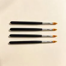 4Pcs Nail Art Painting Brush Set, Black Handle Gel Polish Drawing Pen For Manicure DIY Nail Design Tools - Black - View 4