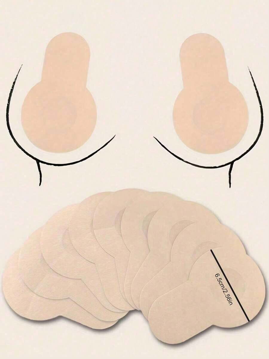 (40/20/10pcs) Bantalan Pengangkat Payudara Tak Terlihat untuk Payudara Besar & Ukuran Plus, Penutup Puting Seksi Anti-Silau, Penutup Lembut, Puting Tidak Terlihat Tembus Pandang - Krem - View 1