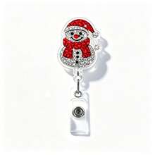 1pc Christmas Santa Claus Snowman Retractable Badge Reel, Nurse ID Card Holder, Anti-Lost Badge Clip - Multicolor - View 11