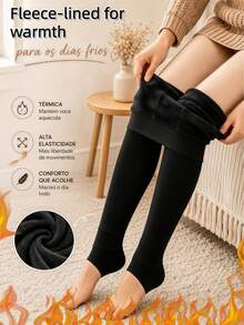 1pc Women's Red Semi-Sheer Sexy Tights, Slimming Leggings For Spring/Autumn, Date & Party - Black - View 2