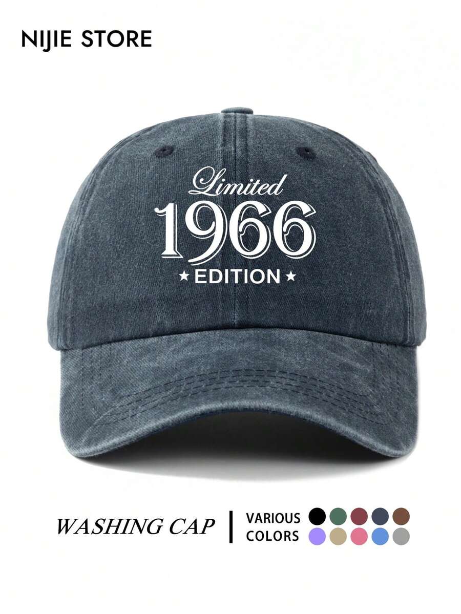 1pc "1966EDITION" Funny Letter Print Design Baseball Cap, Lightweight Comfortable Adjustable Sun Protection Multi-Function Baseball Cap, Vintage Washed Cap, Unisex Baseball Cap, Suitable For Daily Wear, Commuting, Outdoor Activities And Other Occasions - A - View 1
