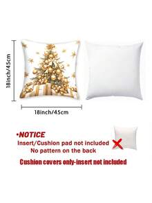 4pcs/1pc Luxury White & Gold Christmas Home Decor Pillow Covers - Printed With Christmas Tree, Snowman, Reindeer Patterns; Size 18x18 Inches; Suitable For Room Decor, Bedroom Decor, Living Room Decor, Sofa, Christmas Party Decor And Winter Farmhouse Style Home Decor (Pillow Insert Not Included) - Multicolor - View 3