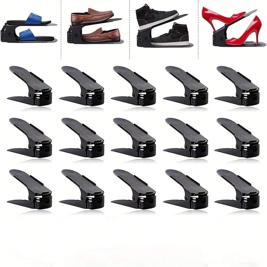 1/3/8/10/12 Sets Adjustable Shoe Rack, Double Layer Shoe Storage Rack ...