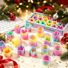 48/36/24/12/5/1pc Mini Spring Party Favors, Colorful Spring Coils, Assorted Colors, Heart And Star Shapes, Spring Rainbow Stress Relief Spring Coils, Perfect For Stocking Fillers, Suitable For Carnival Prizes, Birthday, New Year And Christmas Gifts (Random Shapes) - Multi-color - View 5