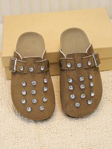 XfxfA 1 Pair Girls Casual Closed-Toe/Embroidered Fashion/Comfortable Slippers, Suitable For Children's Daily/Outdoor Play - Khaki - View 5