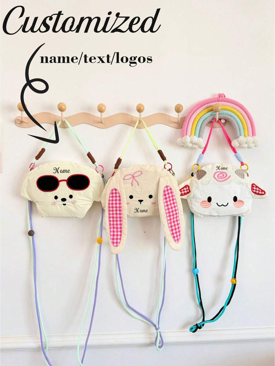 Custom Cute Cartoon Animal Shape Crossbody Bag,Sheep Rabbit Penguin Dog Novelty Nylon Messenger Bag,Adjustable Colorful Strap Shoulder Purse For Girls - Multicolor - View 1
