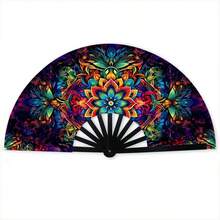 1 buah Kipas Lipat Kaca Lukis Motif Burung Kolibri dan Bunga, Kipas Besar Vintage Motif Kupu-kupu dan Bunga Berwarna-warni, Perlengkapan Foto Pesta Festival Musik - MultiWarna - View 8