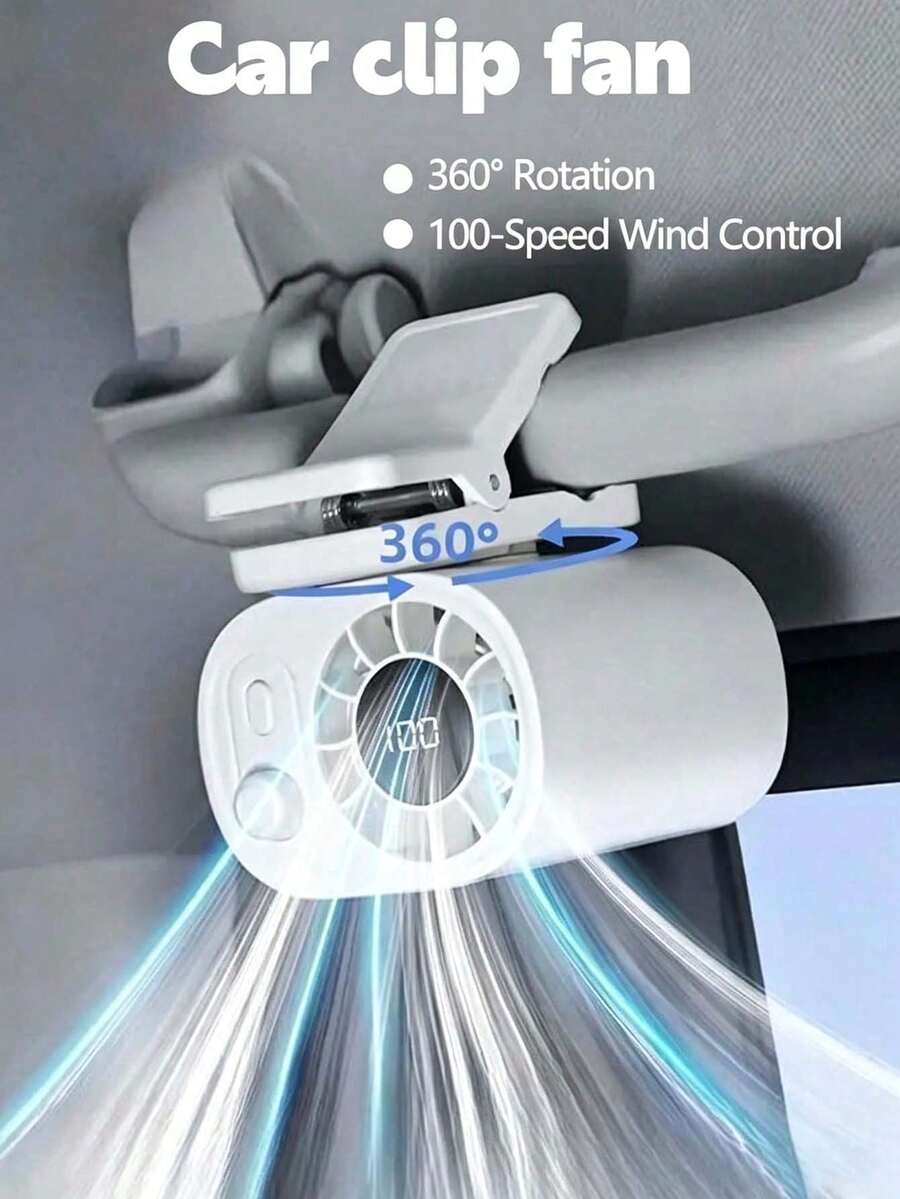 Kipas AC Jepit Mobil, Sudut Dapat Diatur - Rotasi 360°, Aliran Udara Kuat, Operasi Rendah Suara, 199 Kecepatan & Teknologi Semi-Pendinginan, Kipas Pribadi Isi Ulang USB, Cocok Untuk Mobil, Kantor, Berkemah, Kipas Jepit Bebas Genggam - A - View 1