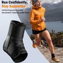 Ankle Brace, Quick-Lacing Unisex Ankle Support, Includes 2 Auto-Molding Pads, Breathable Fabric Cooling Ankle Joint Stabilizer, Suitable For Running And Sports - Black - View 3