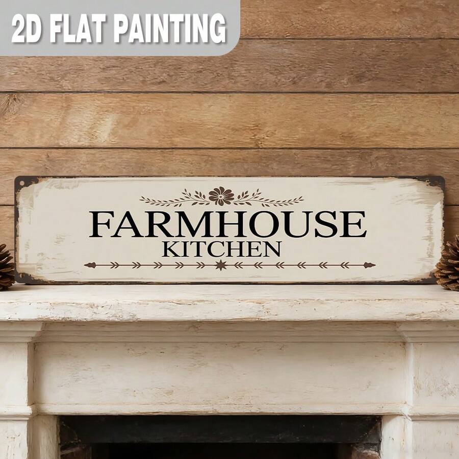 2D Flat, 1pc/Set, Home Decor Signs And Plaques, Farmhouse Kitchen Metal Signs, Country Farmhouse Plaques, Street Signs, Garden Path Signs, Vintage Wall Decor, Suitable For Kitchen, Dining Room, Living Room, Porch, Breakfast Area (Random Style) - A - View 1