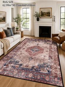 قطعة واحدة سجادة بوهيمية تقليدية بأسلوب فارسي عتيق مهترئ، من ألياف البوليستر المستطيلة سهلة العناية وقابلة للغسل، سجادة منطقة لغرفة المعيشة والممر وجانب السرير وغرفة الجلوس وغرفة النوم وديكور المنزل - متعدد الألوان - مشاهدة 23