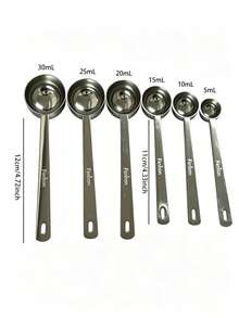 Six Pieces Baking Stainless Steel Measuring Spoon, Kitchen Sugar Powder Control Spoon, Coffee Flour Special Dosage Spoon - Silver - View 2