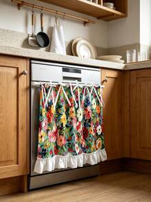 1PC Kitchen Curtain, Floral Pattern Multi-Functional Protective Curtain, Suitable For Stove Hood, Cabinet Protection Board, Appliance Decorative Cover, Country Style And Daily Kitchen Decor, Heat-Resistant Protective Cover For Home Kitchen, Easy To Use - Multicolor - View 7