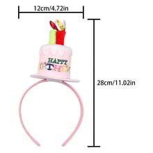 SANDA Birthday Cake Shape Headband With Candle Decor, HAPPY BIRTHDAY Letter Hair Hoop, Cute Party Costume Headwear For Birthday Celebration Photo Props - Multicolor - View 7