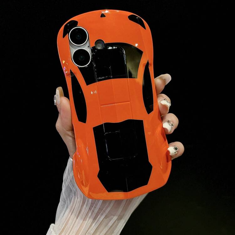 Fashion Sports Car IMD Process Soft & Hard Moderate Shockproof, Sweat-Proof, Fingerprint-Proof, Wear-Resistant, Non-Fading Phone Case Compatible With Iphone 18 Pro Max/18 Pro/17 Pro Max/17 Pro/17 Air/17/16 Pro Max/16 Plus/16/15 Pro Max/15 Pro/15/14 Pro Max/14 Pro/14/13/12/11. - Orange - View 2
