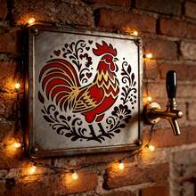 4pcs Rooster And Hen Painting Stencils, Washable And Reusable Country Farm Style Floral Chicken Templates, Suitable For DIY Crafts, Wall, Fabric, Graffiti - A - View 3