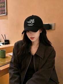 1pc Unisex Black ROG Eye Of Gamers Logo Baseball Cap, Soft Printed Sun Hat, Suitable For Outdoor Travel, Gaming And Daily Wear - Multi-color - View 2