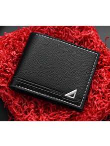 SHABILI New Men's Short Wallet, Youth Fashion Plaid Horizontal Soft Wallet With Large Capacity And Multiple Card Slots - Black - View 12